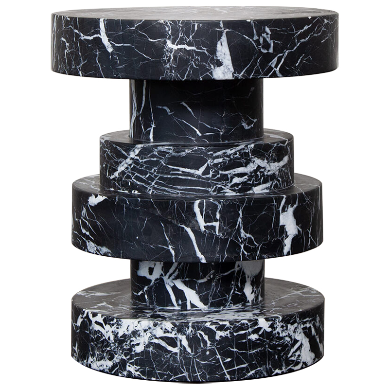 Приставной стол Apollo Stool Nero Marquina дизайн Kelly Wearstler Черно-белый Черный Мрамор Nero Приставной стол Apollo Stool Nero Marquina дизайн Kelly Wearstler Черно-белый Черный Мрамор Nero в Костроме | Loft Concept
