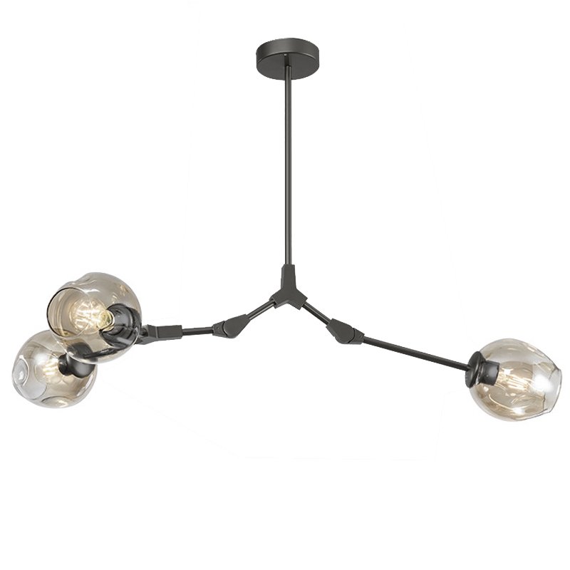 Люстра Сrumpled Glass Bubble Chandelier Gray 3 плафона Прозрачный (Transparent) Черный Люстра Сrumpled Glass Bubble Chandelier Gray 3 плафона Прозрачный (Transparent) Черный в Костроме | Loft Concept