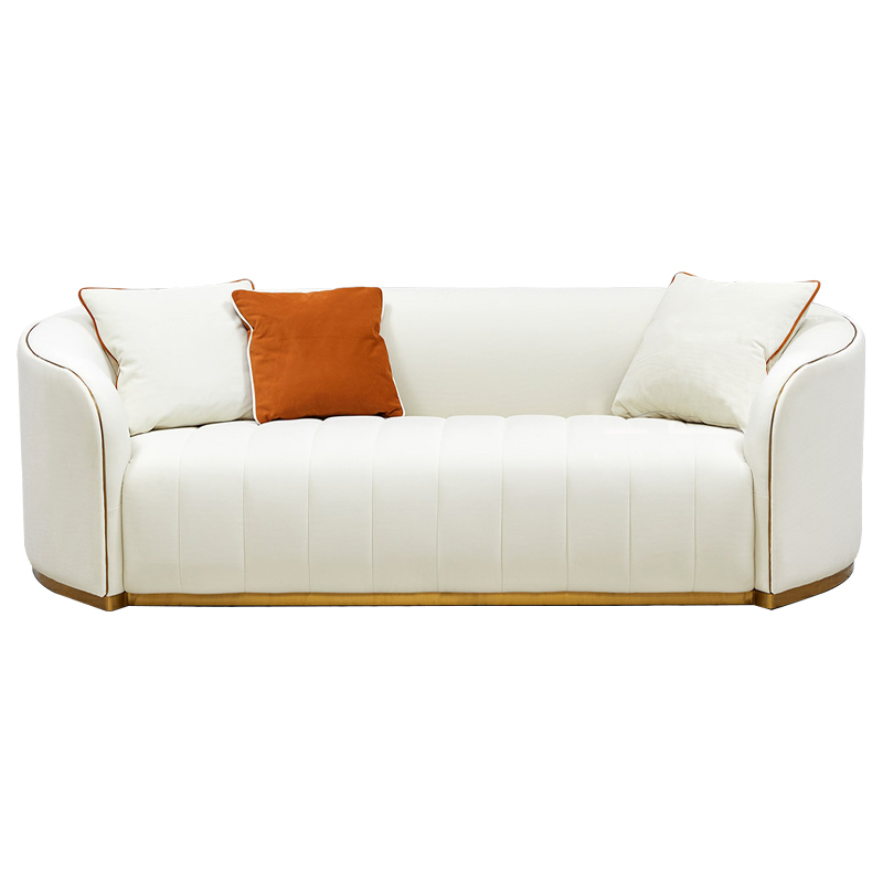Диван Montel Sofa Молочный Оранжевый Латунь Диван Montel Sofa Молочный Оранжевый Латунь в Костроме | Loft Concept