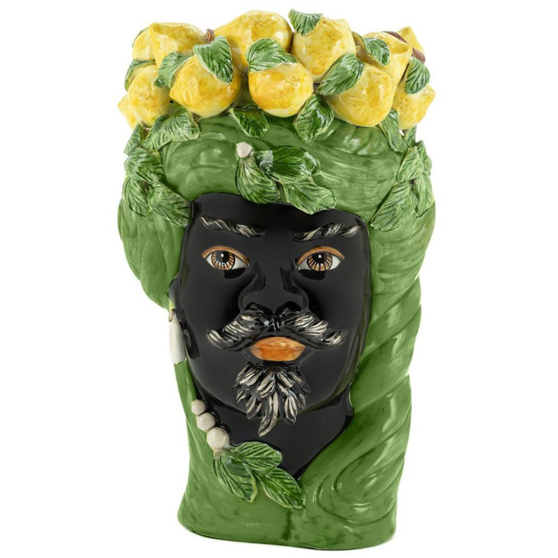 Ваза Vase Lemon Head Man Green Зеленый Желтый Черный Ваза Vase Lemon Head Man Green Зеленый Желтый Черный в Костроме | Loft Concept
