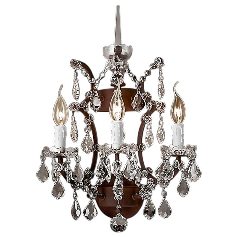 Бра 19th c. Rococo IRON & CLEAR CRYSTAL Brown Wall Lamp Коричневый винтаж Прозрачное Стекло Бра 19th c. Rococo IRON & CLEAR CRYSTAL Brown Wall Lamp Коричневый винтаж Прозрачное Стекло в Костроме | Loft Concept
