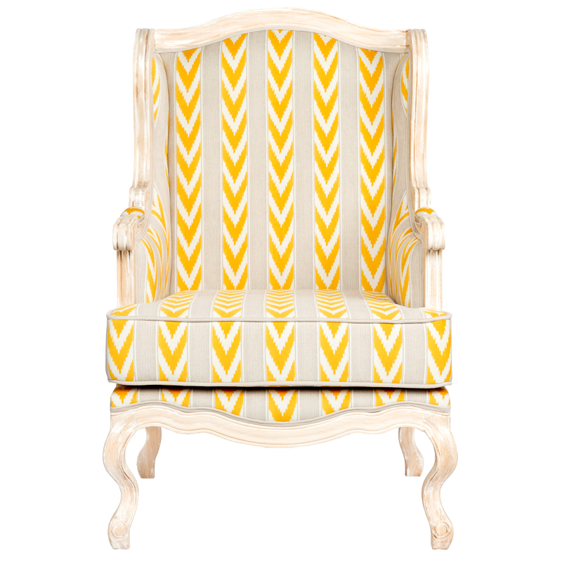 Кресло Ikat Pattern с желтым узором Белый Желтый Бежевый Кресло Ikat Pattern с желтым узором Белый Желтый Бежевый в Костроме | Loft Concept