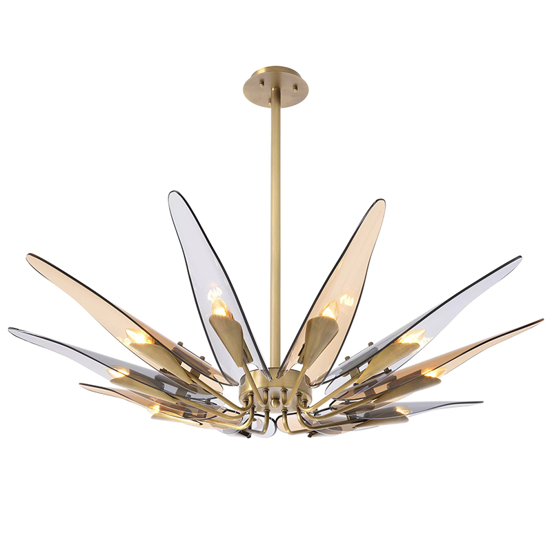 Люстра Eichholtz Chandelier Sky Янтарный Стекло Смок Латунь Люстра Eichholtz Chandelier Sky Янтарный Стекло Смок Латунь в Костроме | Loft Concept