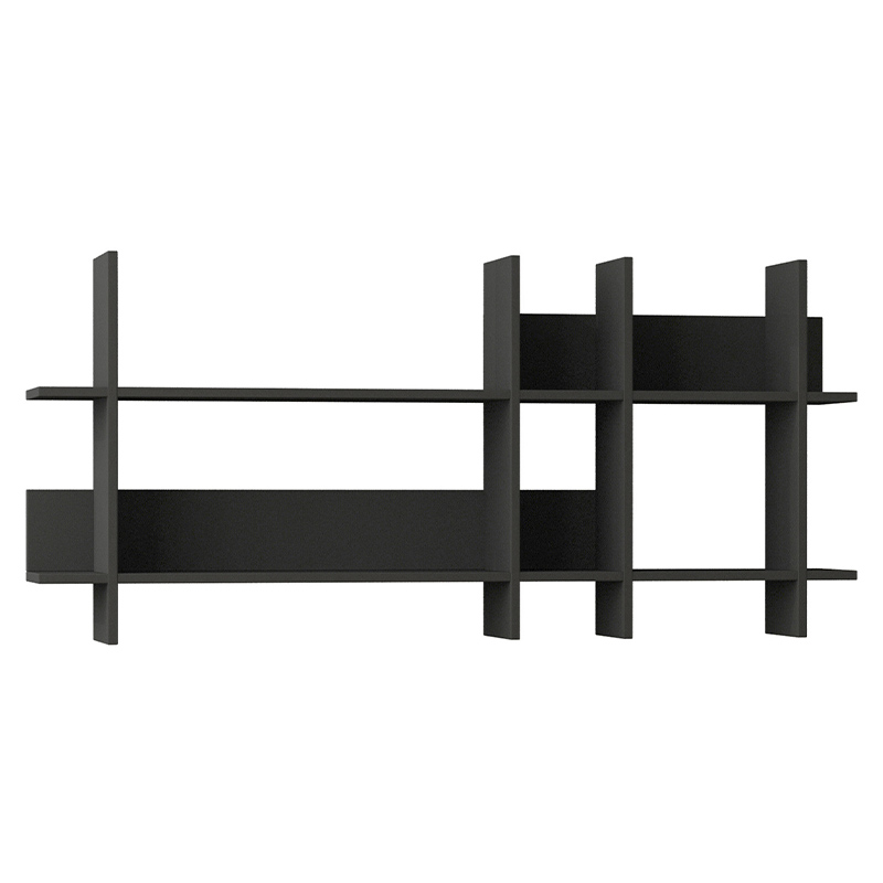 Полка прямая подвесная двухъярусная цвета антрацит BEADS BOOKCASE ANTHRACITE Антрацит Серый Полка прямая подвесная двухъярусная цвета антрацит BEADS BOOKCASE ANTHRACITE Антрацит Серый в Костроме | Loft Concept