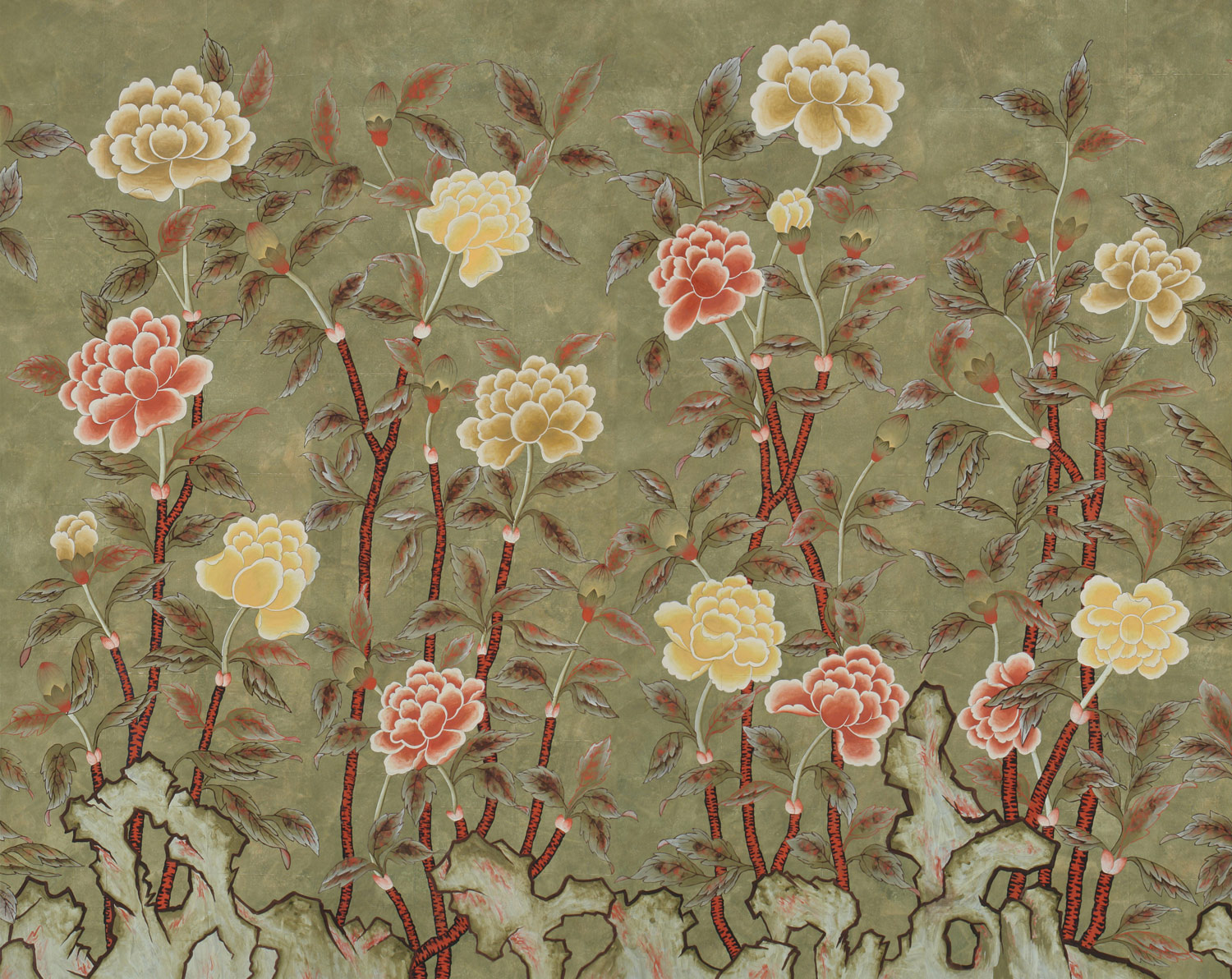 Обои ручная роспись Korean Peony Colourway SC-50 on Edo Cannella India tea paper Обои ручная роспись Korean Peony Colourway SC-50 on Edo Cannella India tea paper - постер Loft-Concept в Костроме
