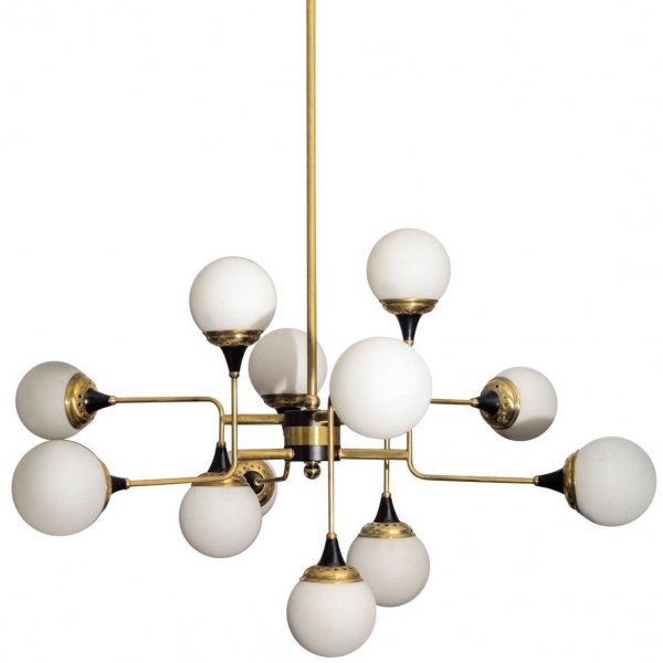 Люстра Ball Valley Random Chandelier Белый Латунь Черный Люстра Ball Valley Random Chandelier Белый Латунь Черный в Костроме | Loft Concept