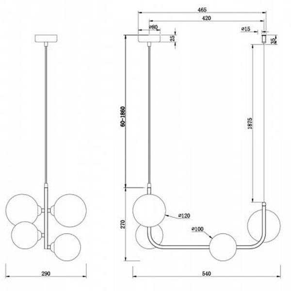 Люстра Marcan 4 Ball Chandelier Black Line Люстра Marcan 4 Ball Chandelier Black Line в Костроме