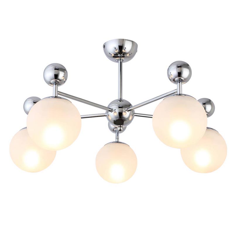 Потолочная люстра Demian Chrome Chandelier Хром Белый Потолочная люстра Demian Chrome Chandelier Хром Белый в Костроме | Loft Concept