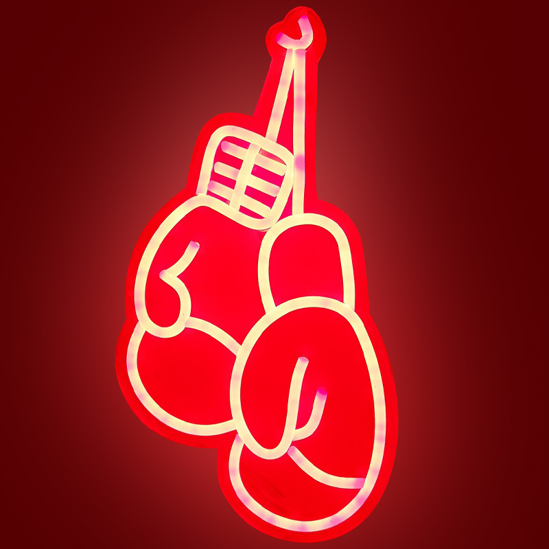 Неоновая настенная лампа Boxing Gloves Neon Wall Lamp Красный Неоновая настенная лампа Boxing Gloves Neon Wall Lamp Красный в Костроме | Loft Concept