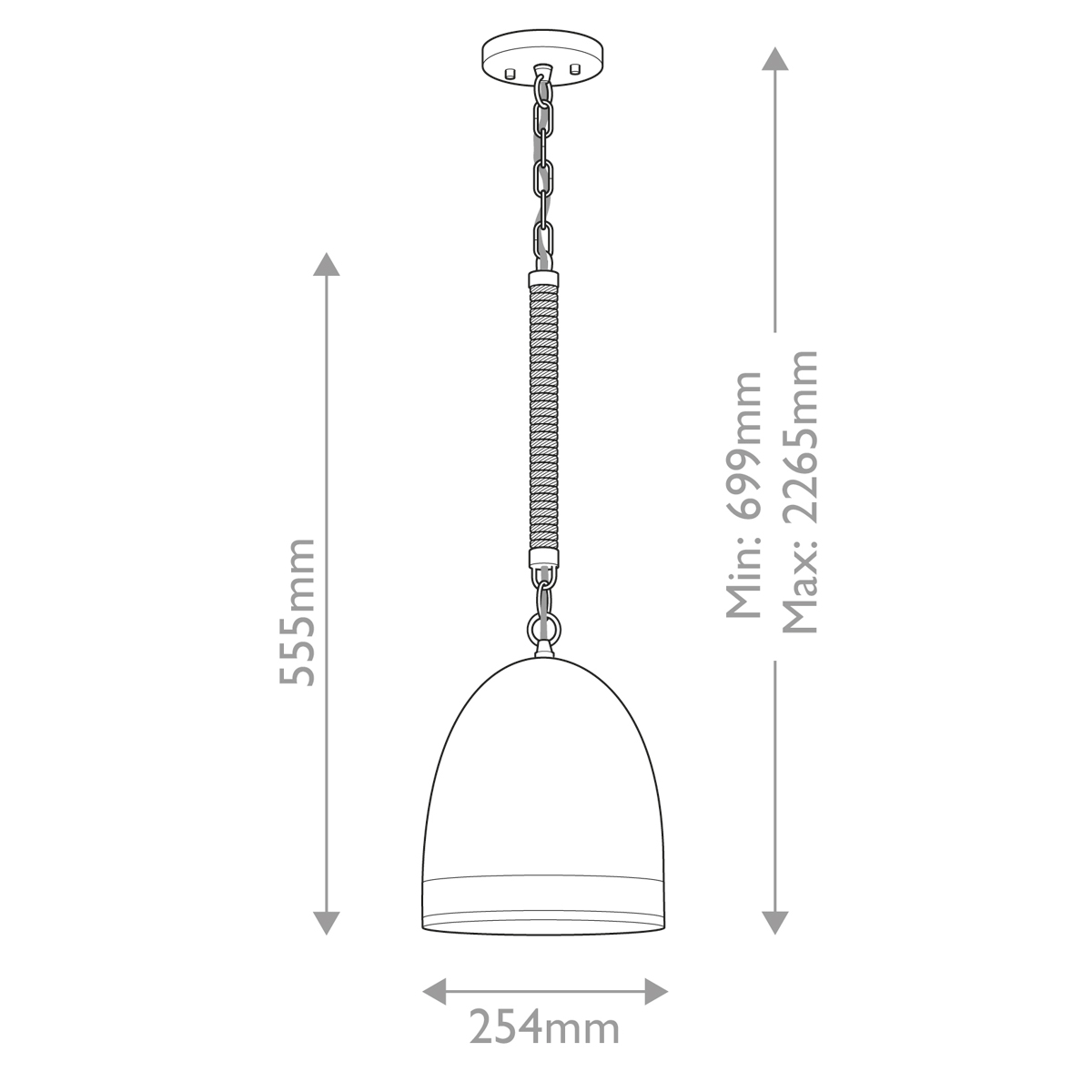 Подвесной светильник белый колоколообразный с декоративной обмоткой из веревки Hinkley в Костроме