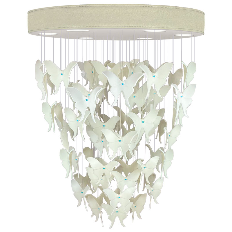 Люстра Белые Бабочки Жемчужно-серая база Night Butterflies Chandelier Бежево-серый Белый в Костроме | Loft Concept 