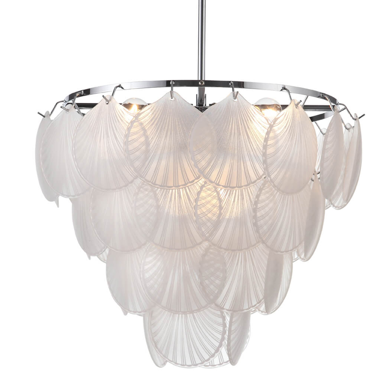 Люстра Glass Shells Suspension Chandelier Белый Хром Люстра Glass Shells Suspension Chandelier Белый Хром в Костроме | Loft Concept