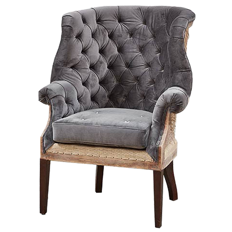 Кресло Gamilton Armchair Gray Серый Коричневый Кресло Gamilton Armchair Gray Серый Коричневый в Костроме | Loft Concept