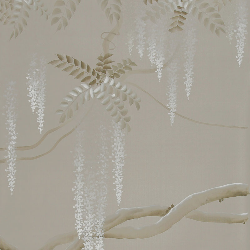 Обои ручная роспись Wisteria Limewash on Lead Grey dyed silk Обои ручная роспись Wisteria Limewash on Lead Grey dyed silk в Костроме | Loft Concept