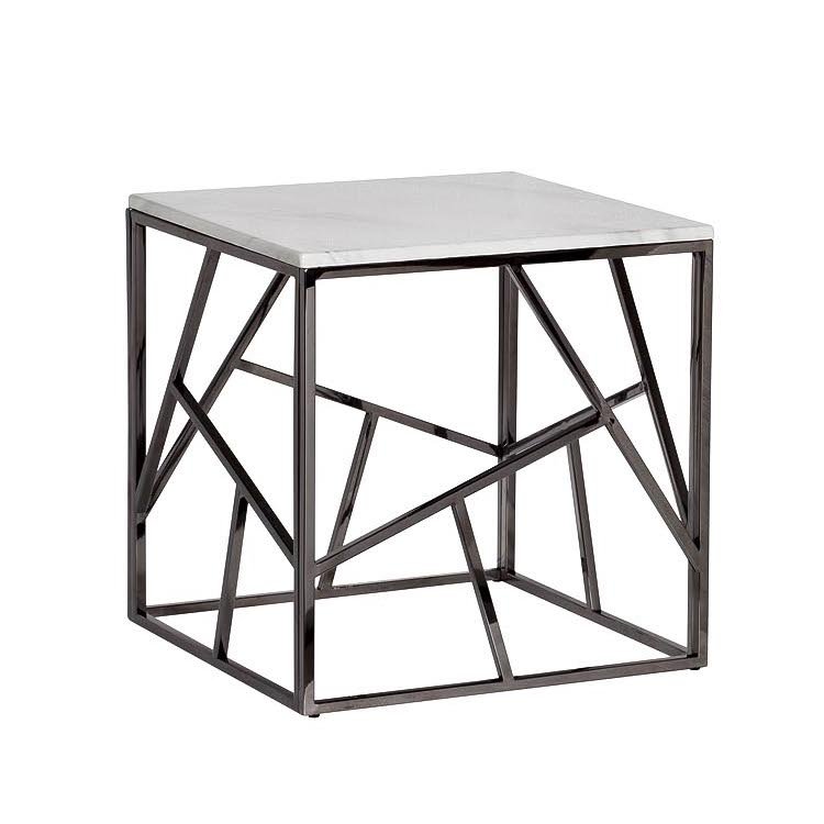 Приставной стол Serene Furnishing Dark Chrome Marble Top Хром Белый Приставной стол Serene Furnishing Dark Chrome Marble Top Хром Белый в Костроме | Loft Concept