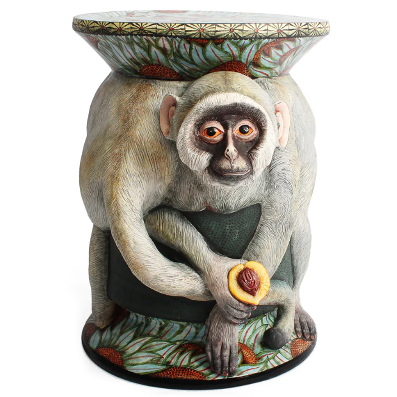 Табурет Обезьяна с фруктом ручная работа Monkey Side Table Серый Табурет Обезьяна с фруктом ручная работа Monkey Side Table Серый в Костроме | Loft Concept