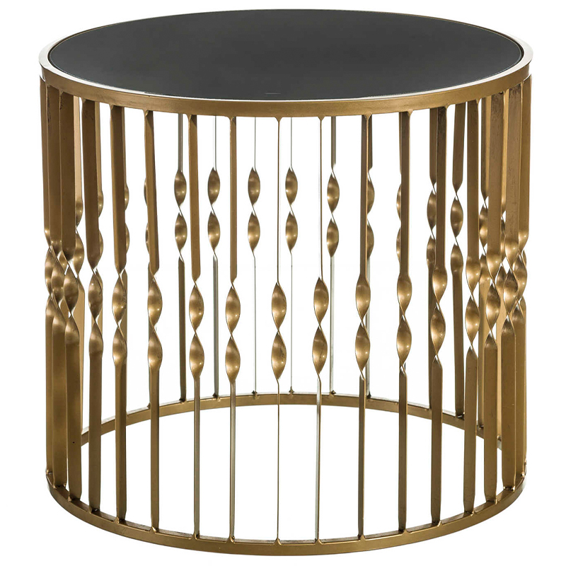 Круглый кофейный стол Arla Round Coffee Table Черный Золотой Круглый кофейный стол Arla Round Coffee Table Черный Золотой в Костроме | Loft Concept