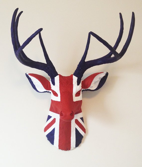 Голова оленя - Union jack Черный Голова оленя - Union jack Черный в Костроме | Loft Concept