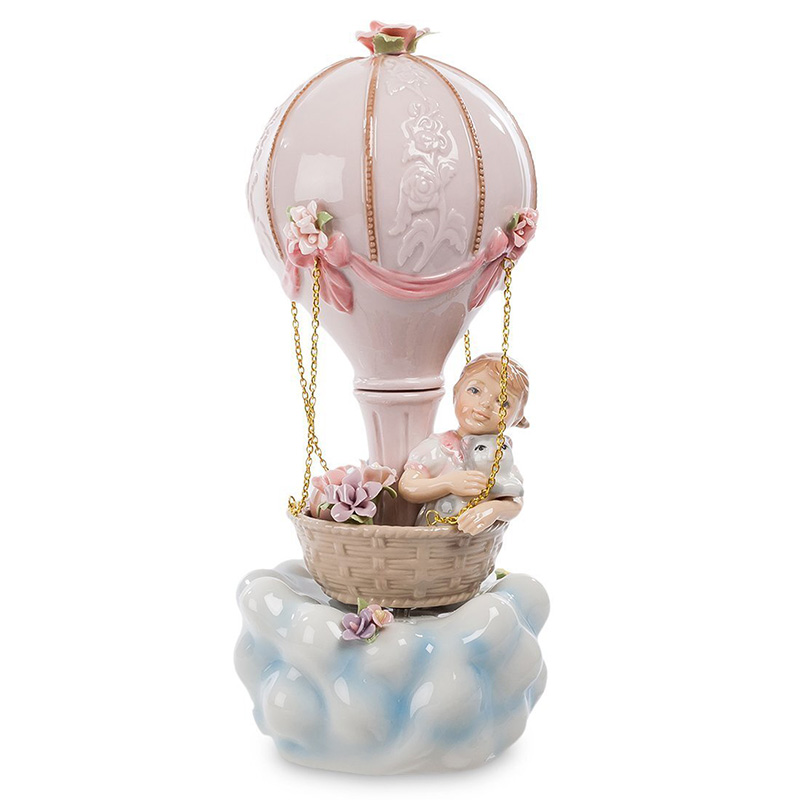 Статуэтка фарфоровая музыкальная Девочка на воздушном шаре Charming Statuette Белый Розовый Серо-голубой Бежевый Статуэтка фарфоровая музыкальная Девочка на воздушном шаре Charming Statuette Белый Розовый Серо-голубой Бежевый в Костроме | Loft Concept