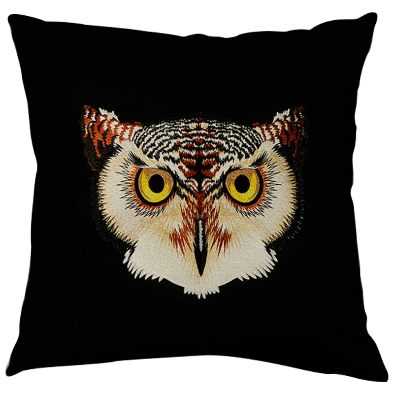 Декоративная подушка Стиль Gucci Owl Black Черный Коричневый Желтый Бежевый Декоративная подушка Стиль Gucci Owl Black Черный Коричневый Желтый Бежевый в Костроме | Loft Concept