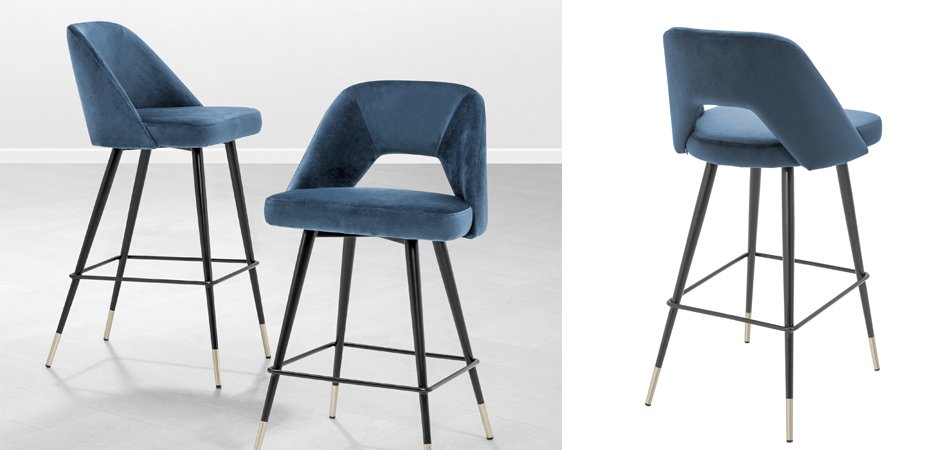 Барный стул Eichholtz Bar Stool Avorio Blue Барный стул Eichholtz Bar Stool Avorio Blue - Loft-Concept в Костроме