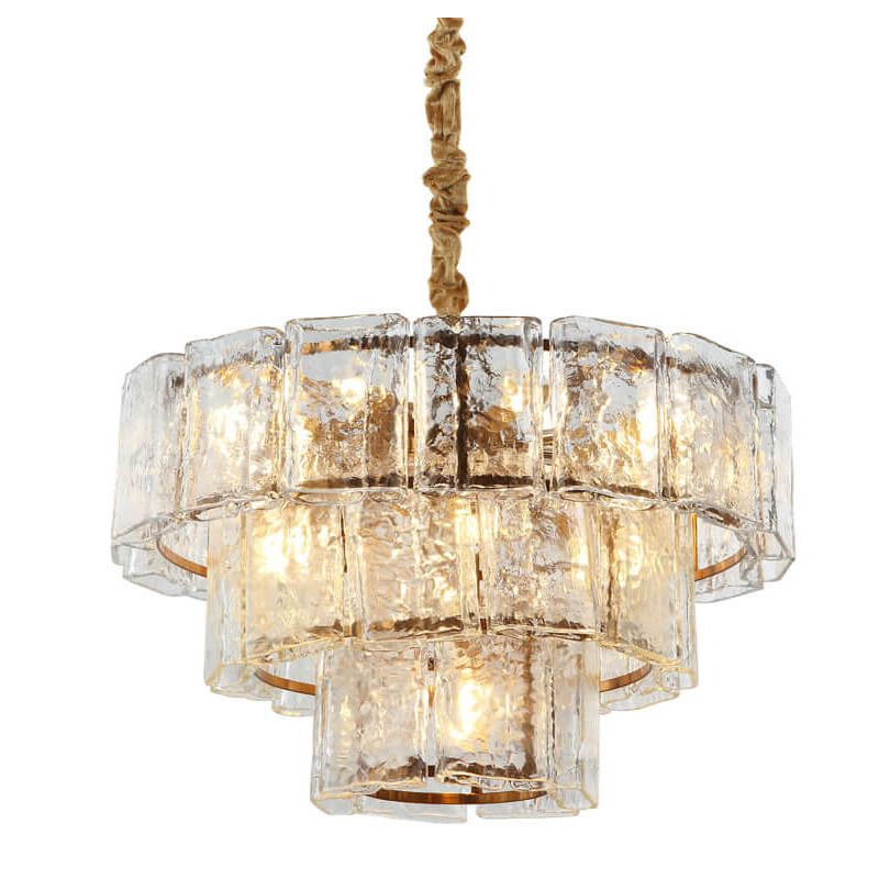 Люстра многоярусная Textured Glass Chandelier D60 Бронза Прозрачное Стекло Люстра многоярусная Textured Glass Chandelier D60 Бронза Прозрачное Стекло в Костроме | Loft Concept