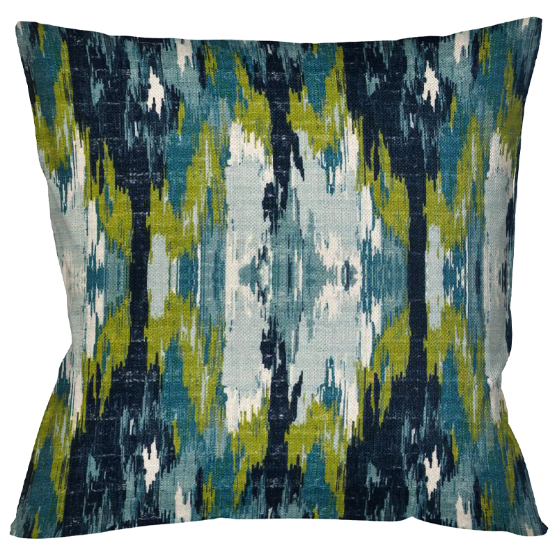 Декоративная подушка с сине-зеленым узором Ikat Pattern Мульти Декоративная подушка с сине-зеленым узором Ikat Pattern Мульти в Костроме | Loft Concept