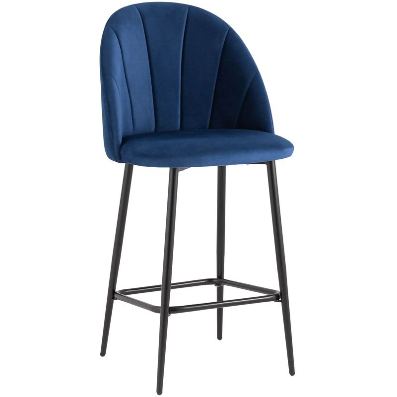 Барный Стул Balsari S Chair Синий Велюр Синий Черный Барный Стул Balsari S Chair Синий Велюр Синий Черный в Костроме | Loft Concept