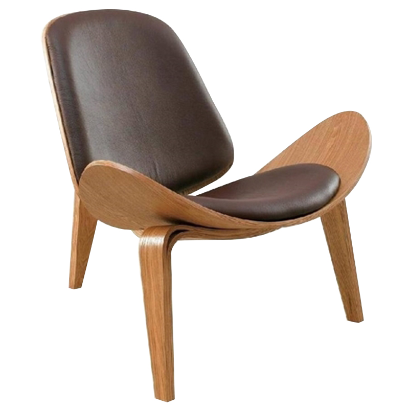 Дизайнерское кресло Shell Chair CH07 Экокожа Коричневый Дизайнерское кресло Shell Chair CH07 Экокожа Коричневый в Костроме | Loft Concept