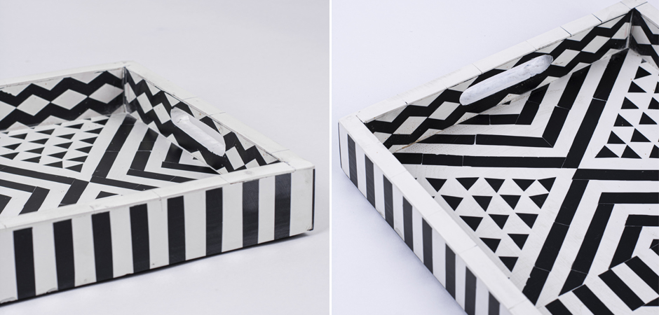 Поднос Инкрустация кость Black And White Bone Inlay Tray Поднос Инкрустация кость Black And White Bone Inlay Tray - Loft-Concept в Костроме