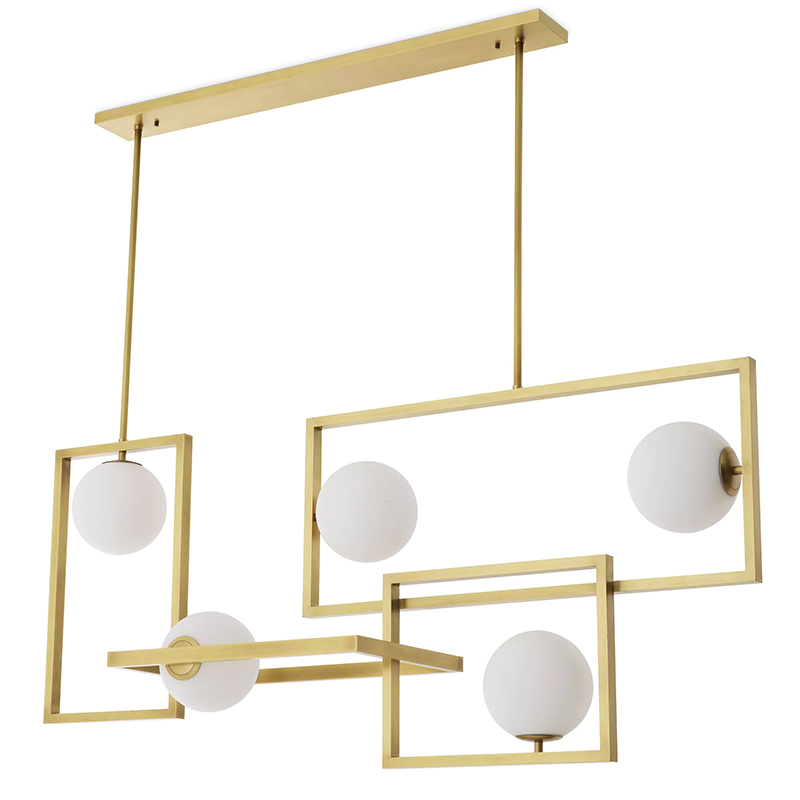 Люстра Eichholtz Chandelier Erasmus Золотой Белое матовое стекло Люстра Eichholtz Chandelier Erasmus Золотой Белое матовое стекло в Костроме | Loft Concept