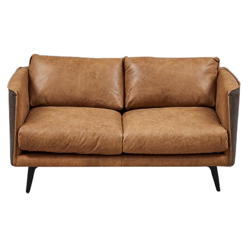 Диван Caramel Leather Sofa Карамель Бежево-серый Черный Диван Caramel Leather Sofa Карамель Бежево-серый Черный в Костроме | Loft Concept