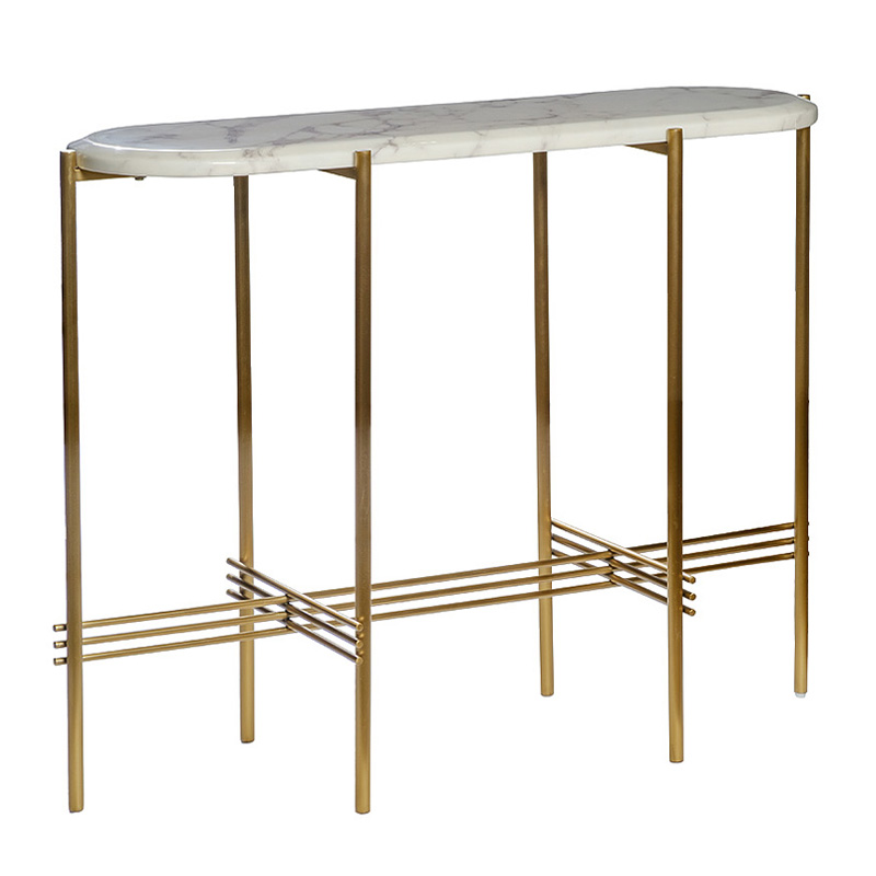 Консоль Andrine Console Белый Мрамор Bianco матовое золото Консоль Andrine Console Белый Мрамор Bianco матовое золото в Костроме | Loft Concept