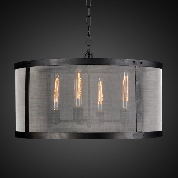 Люстра RH Riveted Mesh Chandelier Round Черный Люстра RH Riveted Mesh Chandelier Round Черный в Костроме | Loft Concept