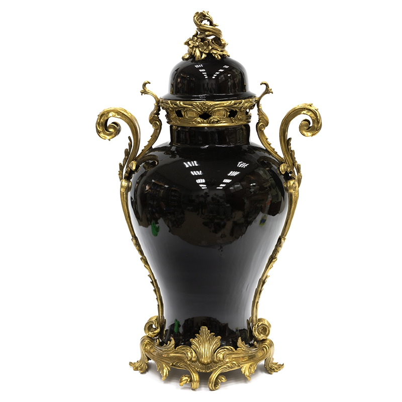 Большая ваза Selenia Black Vase Bronze Patterns Черный Бронза Большая ваза Selenia Black Vase Bronze Patterns Черный Бронза в Костроме | Loft Concept