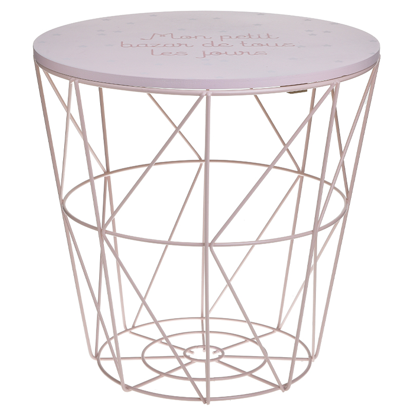 Круглый приставной стол-корзина Pink Wire Basket Side Table Розовый Круглый приставной стол-корзина Pink Wire Basket Side Table Розовый в Костроме | Loft Concept