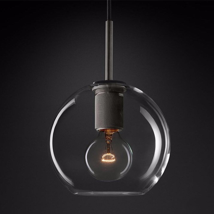Подвесной светильник RH Utilitaire Globe Pendant Black Темная бронза Прозрачное Стекло Подвесной светильник RH Utilitaire Globe Pendant Black Темная бронза Прозрачное Стекло в Костроме | Loft Concept