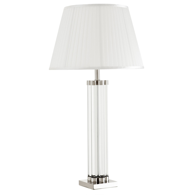 Настольная лампа Eichholtz Table Lamp Longchamp Прозрачный Белый Никель Настольная лампа Eichholtz Table Lamp Longchamp Прозрачный Белый Никель в Костроме | Loft Concept
