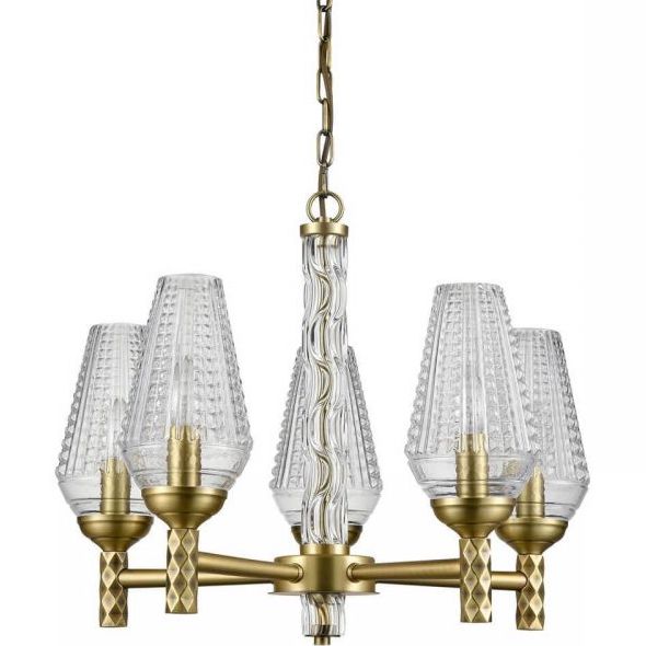 Люстра Ribbed Chandelier Латунь Прозрачный Люстра Ribbed Chandelier Латунь Прозрачный в Костроме | Loft Concept