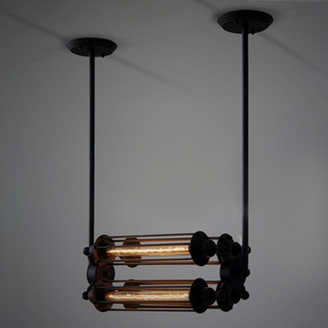 Подвесной светильник Loft Industrial Edison Cage Horizontal Quatro Черный Подвесной светильник Loft Industrial Edison Cage Horizontal Quatro Черный в Костроме | Loft Concept