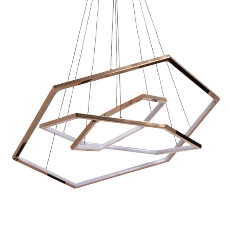 Люстра с 3-мя подвесами в виде шестиугольников Hexagon Horizontal Золотой в Костроме | Loft Concept 