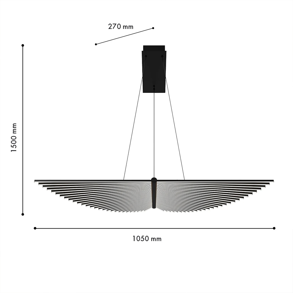 Люстра в виде распахнутых крыльев из тонких металлических планок Flight of Freedom в Костроме