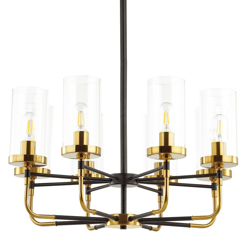 Люстра Greger chandelier 8 Черный Глянцевое золото Прозрачный Люстра Greger chandelier 8 Черный Глянцевое золото Прозрачный в Костроме | Loft Concept