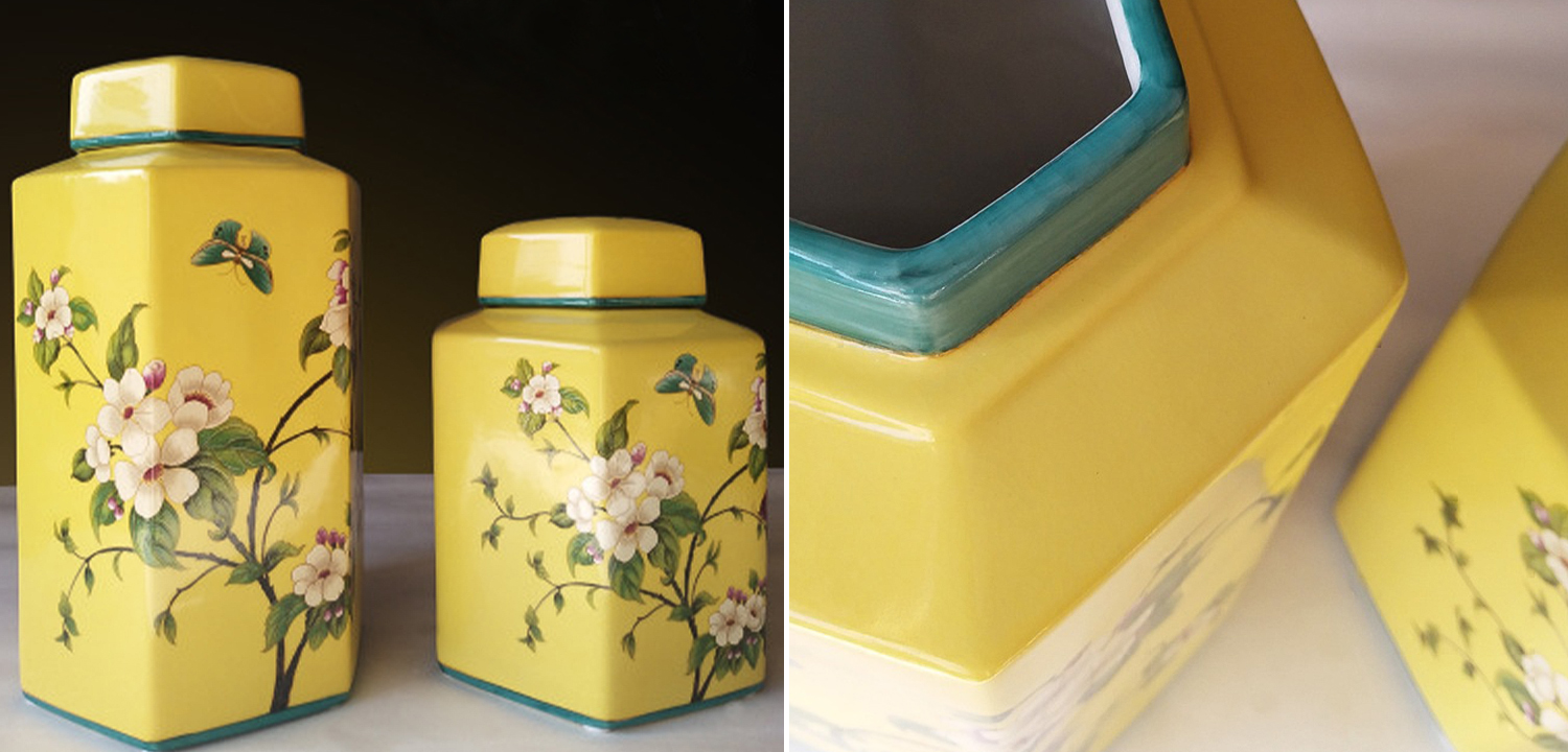 Ваза с крышкой Ceramic Yellow Garden Vase - фото