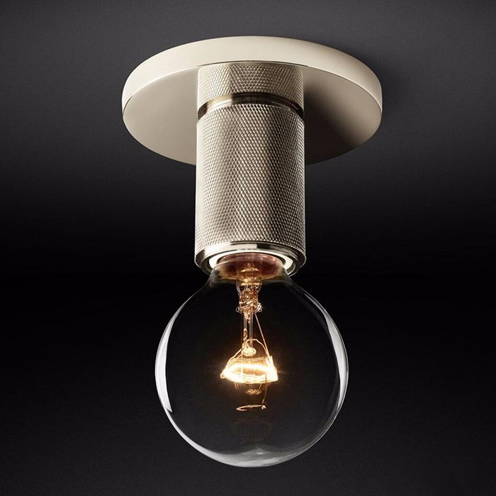 Потолочный светильник RH Utilitaire Socket Flushmount Silver Никель Потолочный светильник RH Utilitaire Socket Flushmount Silver Никель в Костроме | Loft Concept