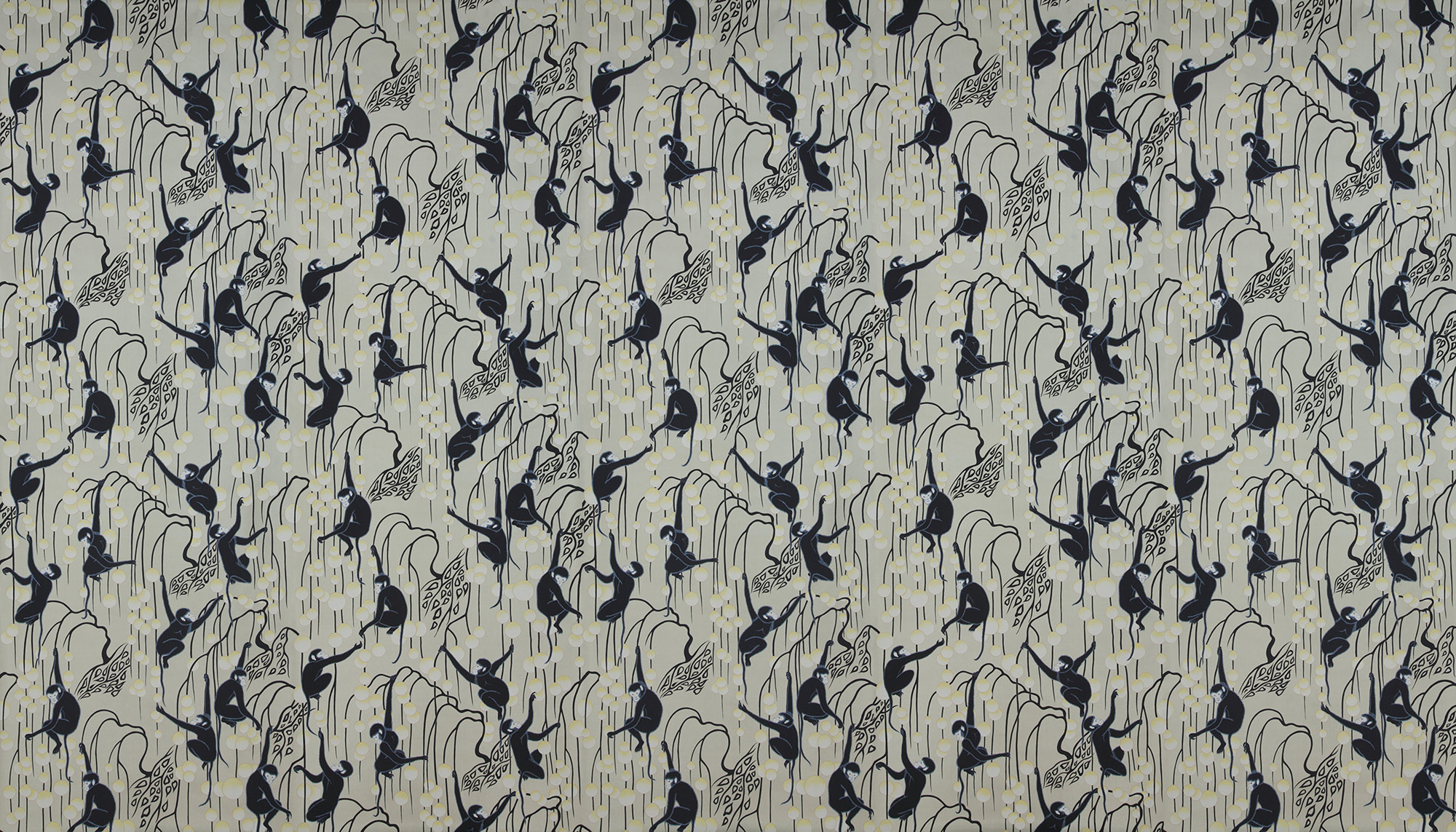 Обои ручная роспись Deco Monkeys Terracotta on Icefield dyed silk Обои ручная роспись Deco Monkeys Terracotta on Icefield dyed silk - постер Loft-Concept в Костроме