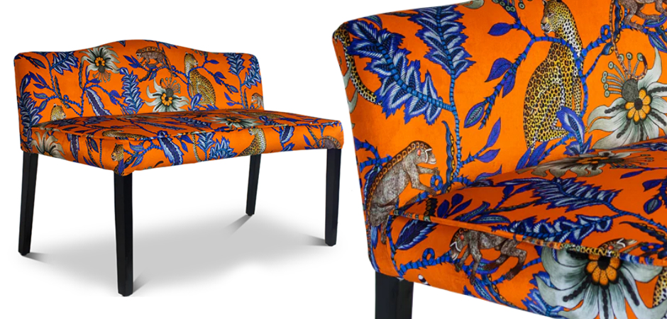 Банкетка Оранжевый Орнамент Zambezi Monkey Bean Flame Bench Банкетка Оранжевый Орнамент Zambezi Monkey Bean Flame Bench - Loft-Concept в Костроме