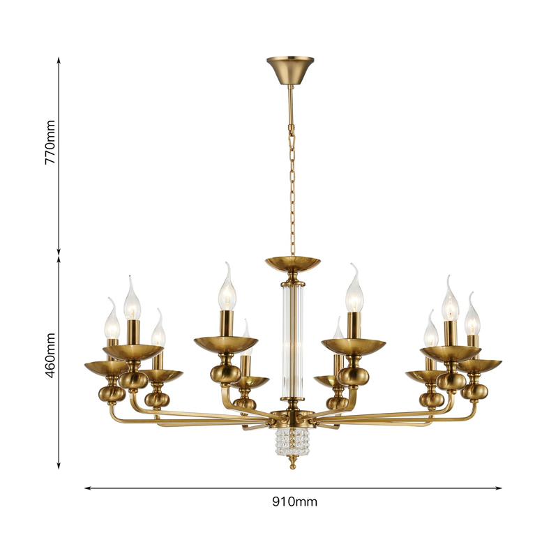 Люстра бронзового цвета со стеклянным декором Candelabrum D91 см Люстра бронзового цвета со стеклянным декором Candelabrum D91 см в Костроме