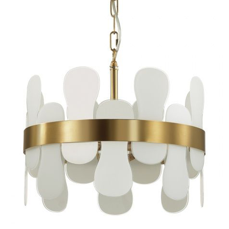 Люстра Eve Chandelier фигурное стекло диаметр 40 см Золотой Белое матовое стекло Люстра Eve Chandelier фигурное стекло диаметр 40 см Золотой Белое матовое стекло в Костроме | Loft Concept