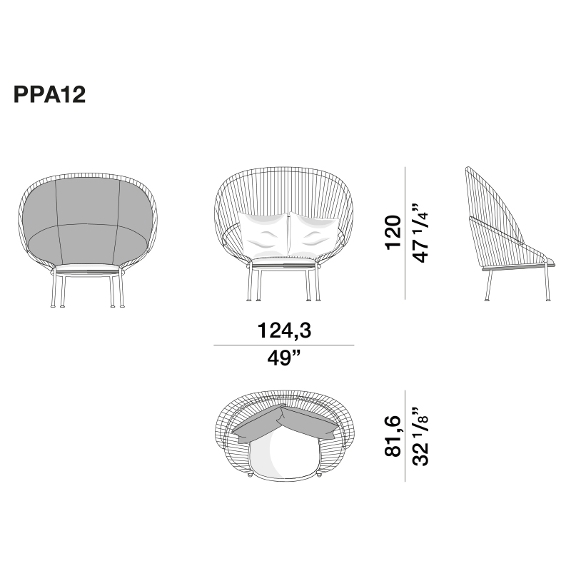 Дизайнерское уличное кресло с веревочной спинкой PETALO Armchair Дизайнерское уличное кресло с веревочной спинкой PETALO Armchair в Костроме